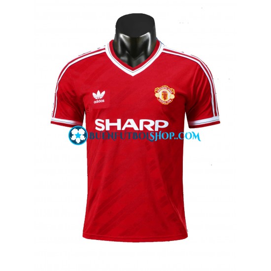 Camiseta de Fútbol Manchester United Retro 1986 Primera Equipación Manga Corta Hombre