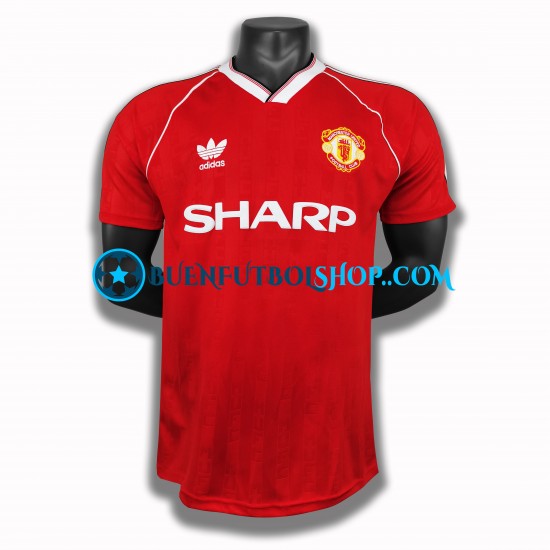 Camiseta de Fútbol Manchester United Retro 1988 Primera Equipación Manga Corta Hombre