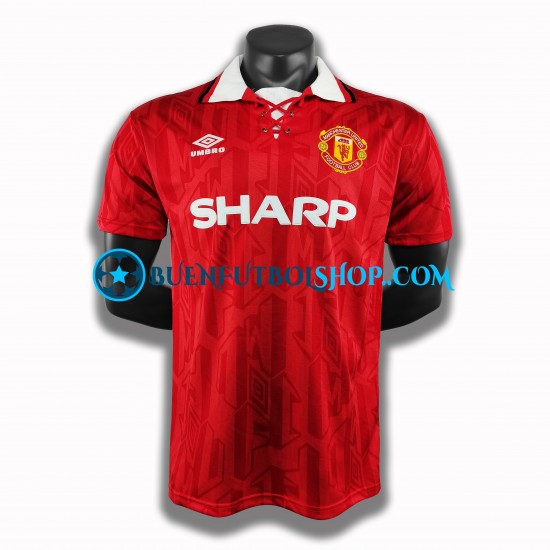 Camiseta de Fútbol Manchester United Retro 1994 Primera Equipación Manga Corta Hombre