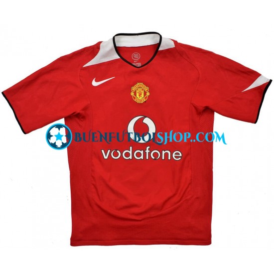 Camiseta de Fútbol Manchester United Retro 2004-2006 Primera Equipación Manga Corta Hombre