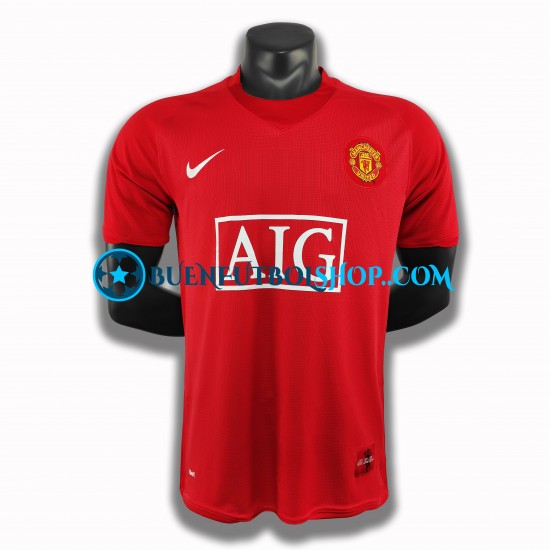 Camiseta de Fútbol Manchester United Retro 2007-2008 Primera Equipación Manga Corta Hombre