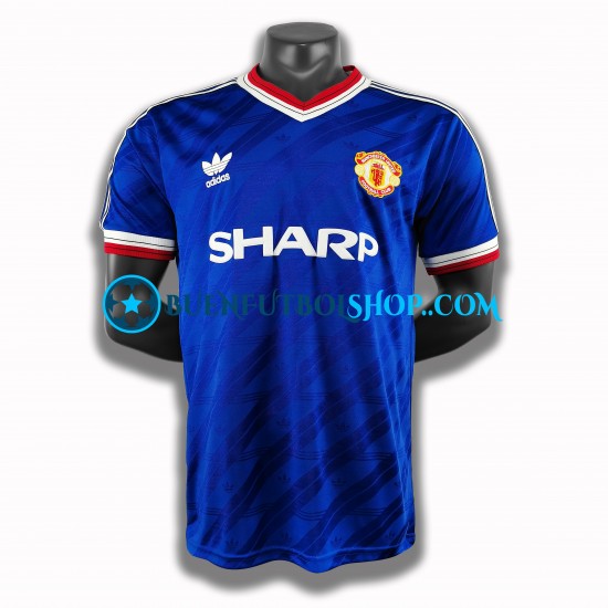 Camiseta de Fútbol Manchester United Retro 1986 Tercera Equipación Manga Corta Hombre