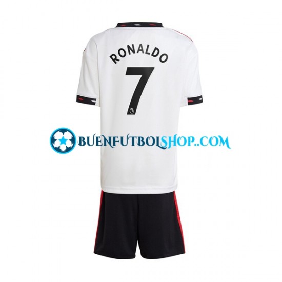 Camiseta de Fútbol Manchester United Ronaldo 7 2022-2023 Segunda Equipación Manga Corta Niño