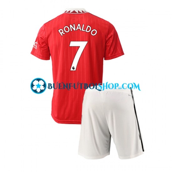 Camiseta de Fútbol Manchester United Ronaldo 7 2022-2023 Primera Equipación Manga Corta Niño