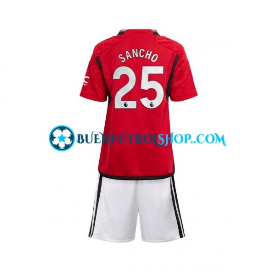 Camiseta de Fútbol Manchester United Sancho 25 2023-2024 Primera Equipación Manga Corta Niño