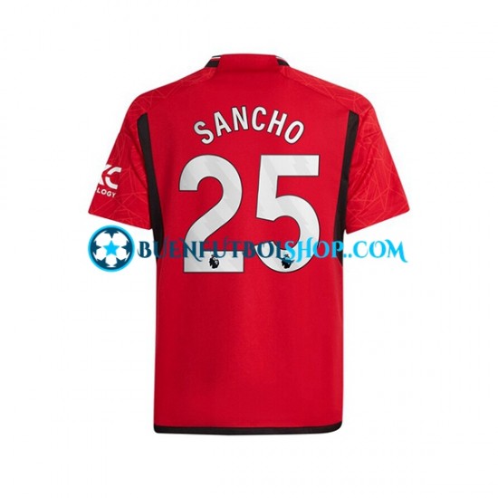 Camiseta de Fútbol Manchester United Sancho 25 2023-2024 Primera Equipación Manga Corta Hombre