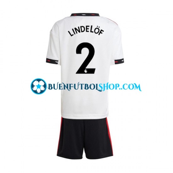 Camiseta de Fútbol Manchester United Victor Lindelof 2 2022-2023 Segunda Equipación Manga Corta Niño