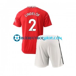 Camiseta de Fútbol Manchester United Victor Lindelof 2 2022-2023 Primera Equipación Manga Corta Niño