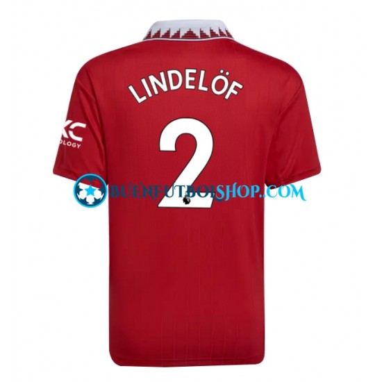 Camiseta de Fútbol Manchester United Victor Lindelof 2 2022-2023 Primera Equipación Manga Corta Hombre