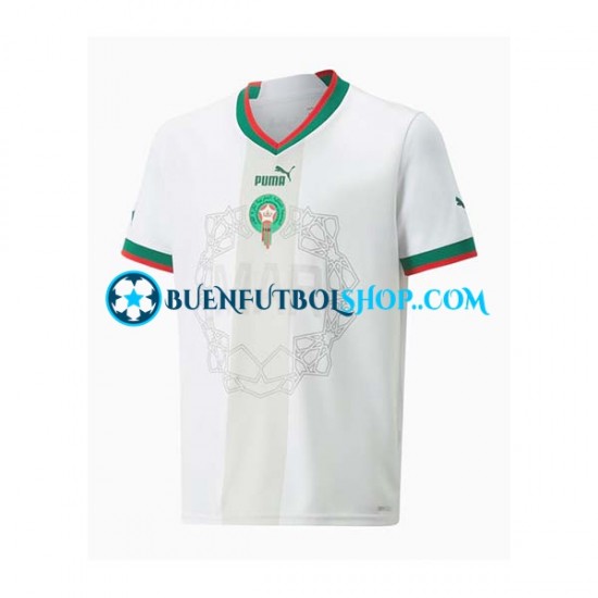 Camiseta de Fútbol Marruecos World Cup 2022 Segunda Equipación Manga Corta Hombre