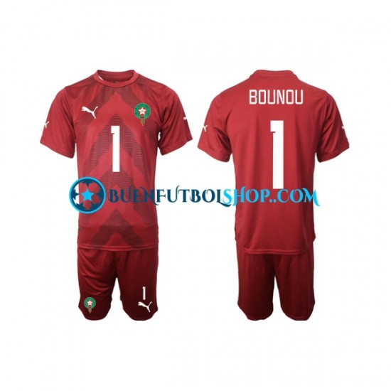 Camiseta de Fútbol Marruecos Portero Yassine Bounou 1 2022 Primera Equipación Manga Corta Niño