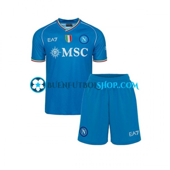 Camiseta de Fútbol Napoli 2023-2024 Primera Equipación Manga Corta Niño