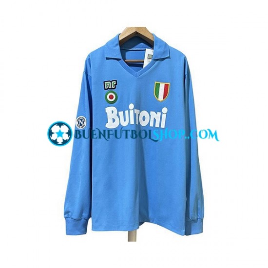 Camiseta de Fútbol Napoli Retro 1987 1988 Primera Equipación Manga Larga Hombre