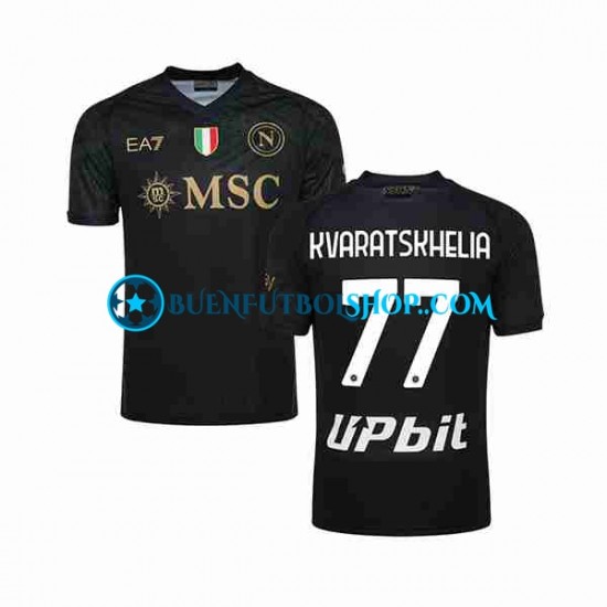 Camiseta de Fútbol Napoli KVARATSKHELIA 77 2023-2024 Tercera Equipación Manga Corta Hombre