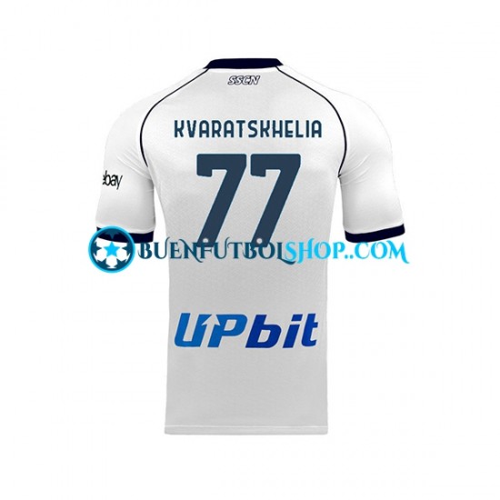 Camiseta de Fútbol Napoli Khvicha Kvaratskhelia 77 2023-2024 Segunda Equipación Manga Corta Hombre