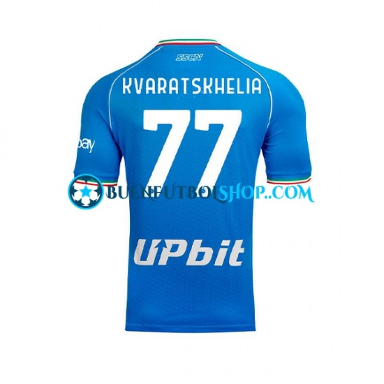 Camiseta de Fútbol Napoli Khvicha Kvaratskhelia 77 2023-2024 Primera Equipación Manga Corta Hombre