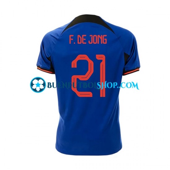 Camiseta de Fútbol Países Bajos Frenkie de Jong 21 World Cup 2022 Segunda Equipación Manga Corta Hombre