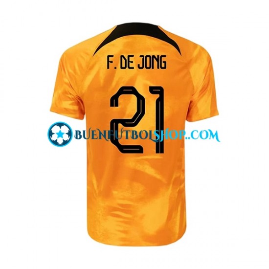 Camiseta de Fútbol Países Bajos Frenkie de Jong 21 World Cup 2022 Primera Equipación Manga Corta Hombre