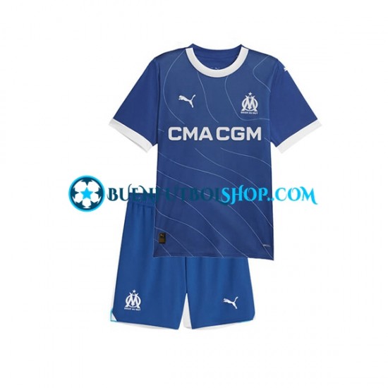 Camiseta de Fútbol Olympique de Marsella 2023-2024 Segunda Equipación Manga Corta Niño