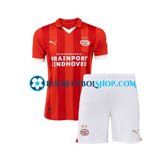 Camiseta de Fútbol PSV Eindhoven 2023-2024 Primera Equipación Manga Corta Niño