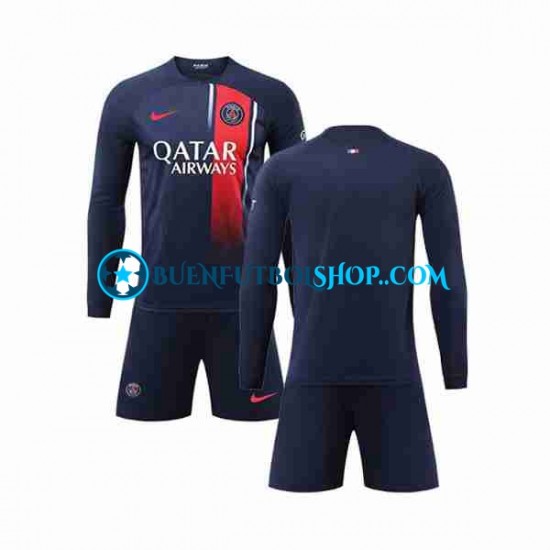 Camiseta de Fútbol Paris Saint-Germain 2023-2024 Primera Equipación Manga Larga Niño