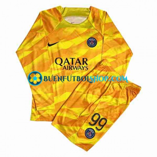 Camiseta de Fútbol Paris Saint-Germain Portero DONNARUMMA 99 2023-2024 Segunda Equipación Manga Larga Niño