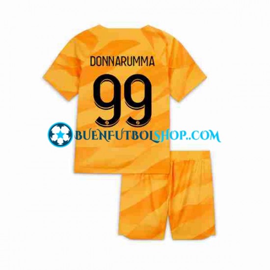 Camiseta de Fútbol Paris Saint-Germain Portero DONNARUMMA 99 2023-2024 Segunda Equipación Manga Corta Niño