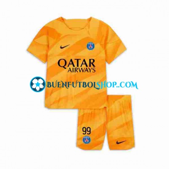 Camiseta de Fútbol Paris Saint-Germain Portero DONNARUMMA 99 2023-2024 Segunda Equipación Manga Corta Niño