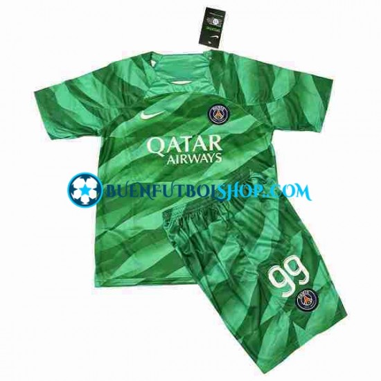 Camiseta de Fútbol Paris Saint-Germain Portero Donnarumma 99 2023-2024 Primera Equipación Manga Corta Niño