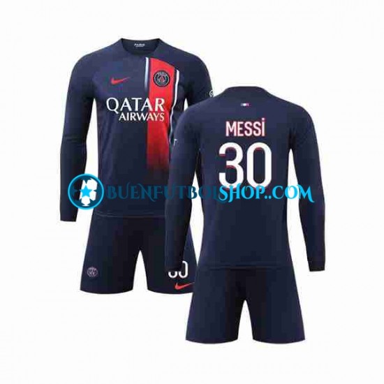 Camiseta de Fútbol Paris Saint-Germain Lionel Messi 30 2023-2024 Primera Equipación Manga Larga Niño