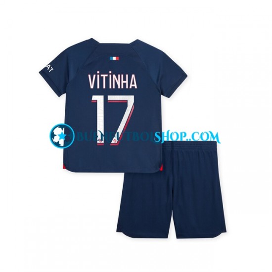 Camiseta de Fútbol Paris Saint-Germain Vitinha 17 2023-2024 Primera Equipación Manga Corta Niño