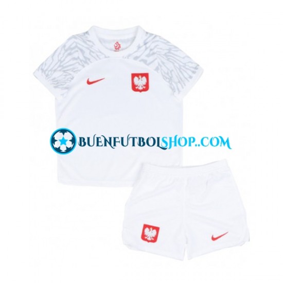 Camiseta de Fútbol Polonia World Cup 2022 Primera Equipación Manga Corta Niño