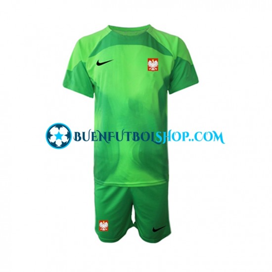 Camiseta de Fútbol Polonia Portero World Cup 2022 Primera Equipación Manga Corta Niño