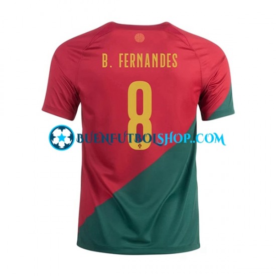 Camiseta de Fútbol Portugal B.Fernandes 8 World Cup 2022 Primera Equipación Manga Corta Hombre