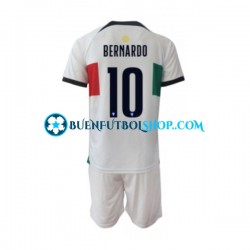 Camiseta de Fútbol Portugal Bernardo 10 World Cup 2022 Segunda Equipación Manga Corta Niño Camiseta de Fútbol Portugal Bernardo 10 World Cup 2022 Segunda Equipación Manga Corta Niño