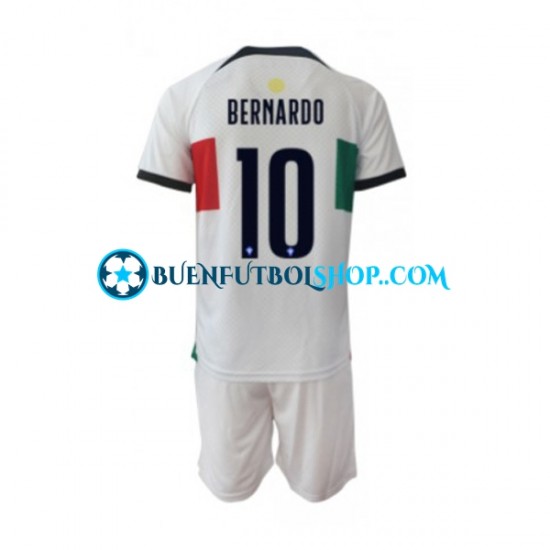 Camiseta de Fútbol Portugal Bernardo 10 World Cup 2022 Segunda Equipación Manga Corta Niño