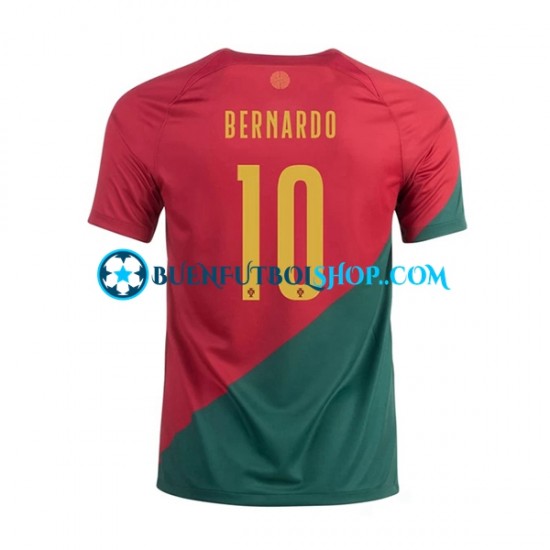 Camiseta de Fútbol Portugal Bernardo 10 World Cup 2022 Primera Equipación Manga Corta Hombre