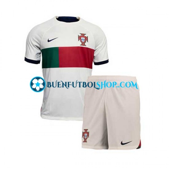 Camiseta de Fútbol Portugal World Cup 2022 Segunda Equipación Manga Corta Niño