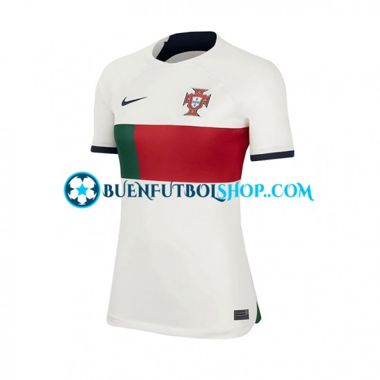 Camiseta de Fútbol Portugal World Cup 2022 Segunda Equipación Manga Corta para Mujer