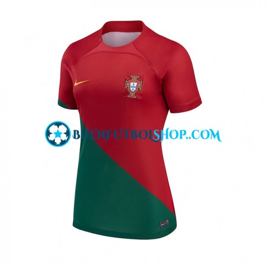 Camiseta de Fútbol Portugal World Cup 2022 Primera Equipación Manga Corta para Mujer