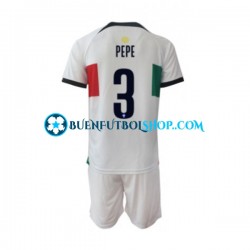 Camiseta de Fútbol Portugal PEPE 3 World Cup 2022 Segunda Equipación Manga Corta Niño
