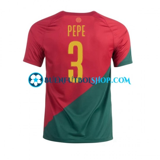 Camiseta de Fútbol Portugal PEPE 3 World Cup 2022 Primera Equipación Manga Corta Hombre