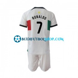 Camiseta de Fútbol Portugal Ronaldo 7 World Cup 2022 Segunda Equipación Manga Corta Niño