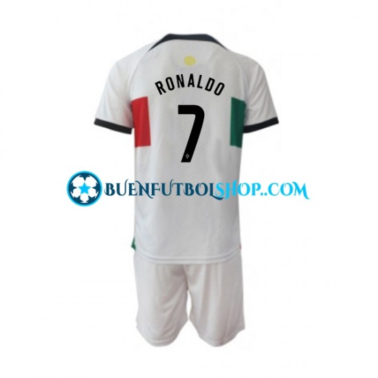 Camiseta de Fútbol Portugal Ronaldo 7 World Cup 2022 Segunda Equipación Manga Corta Niño