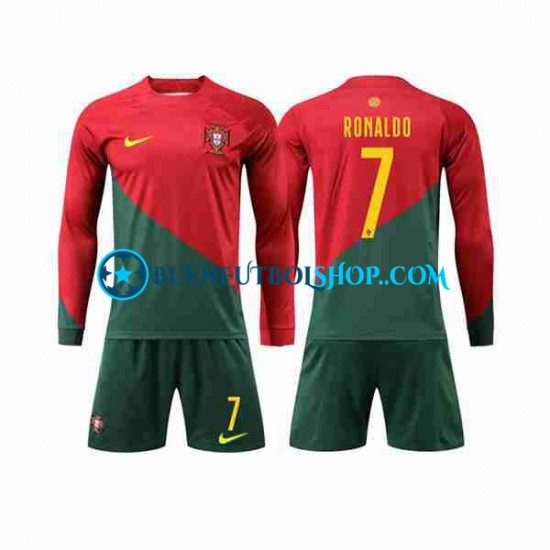 Camiseta de Fútbol Portugal Ronaldo 7 World Cup 2022 Primera Equipación Manga Larga Niño