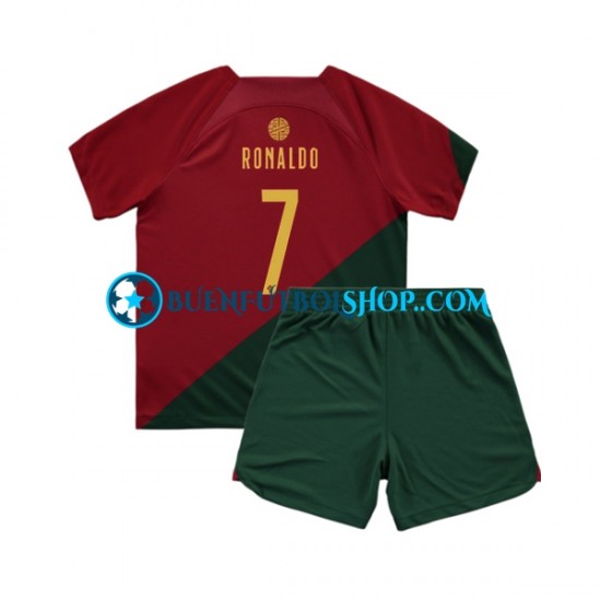 Camiseta de Fútbol Portugal Ronaldo 7 World Cup 2022 Primera Equipación Manga Corta Niño