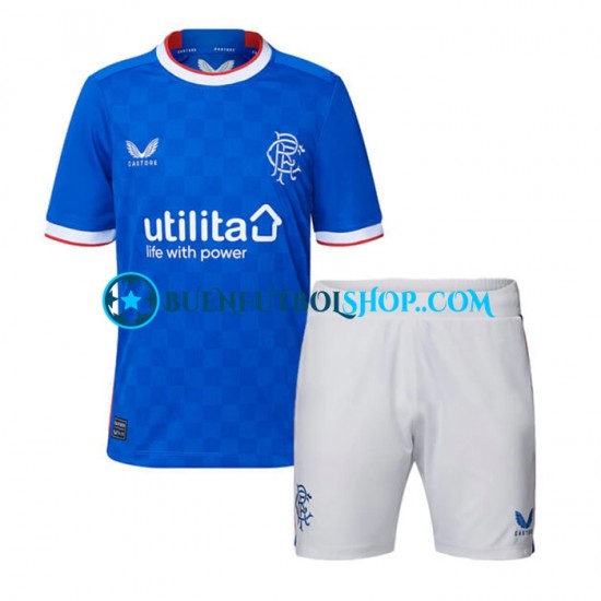 Camiseta de Fútbol Rangers 2022-2023 Primera Equipación Manga Corta Niño