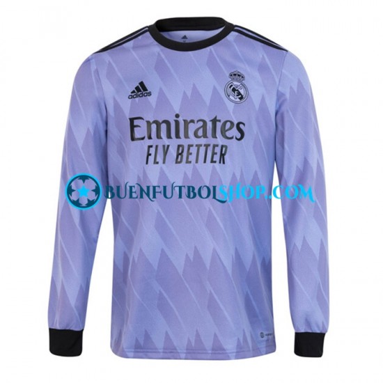 Camiseta de Fútbol Real Madrid 2022-2023 Segunda Equipación Manga Larga Hombre