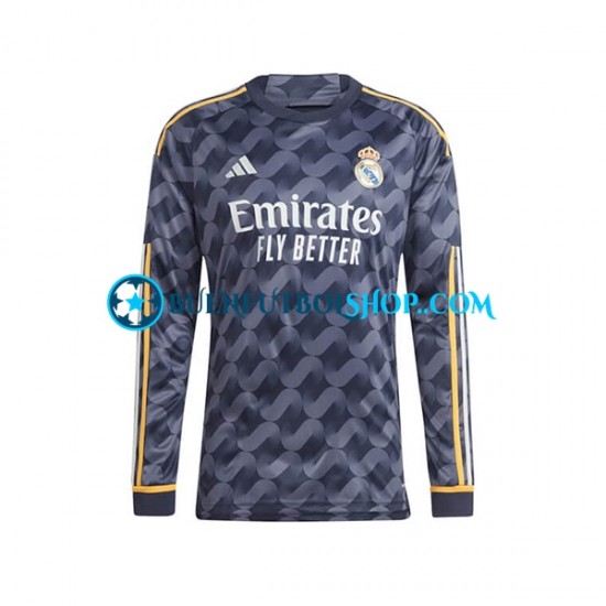 Camiseta de Fútbol Real Madrid 2023-2024 Segunda Equipación Manga Larga Hombre