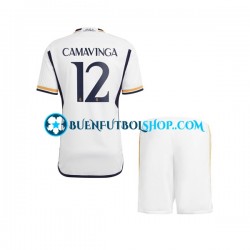 Camiseta de Fútbol Real Madrid Camavinga 12 2023-2024 Primera Equipación Manga Corta Niño